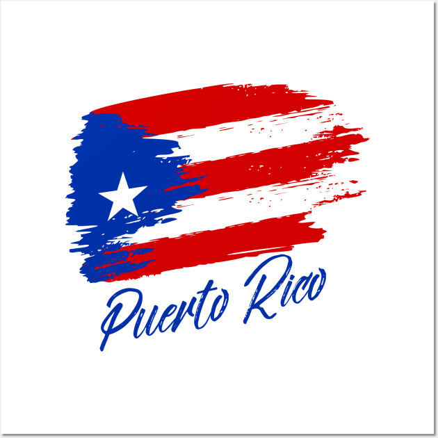 Puerto Rico - grunge flag - blue design Wall Art by verde